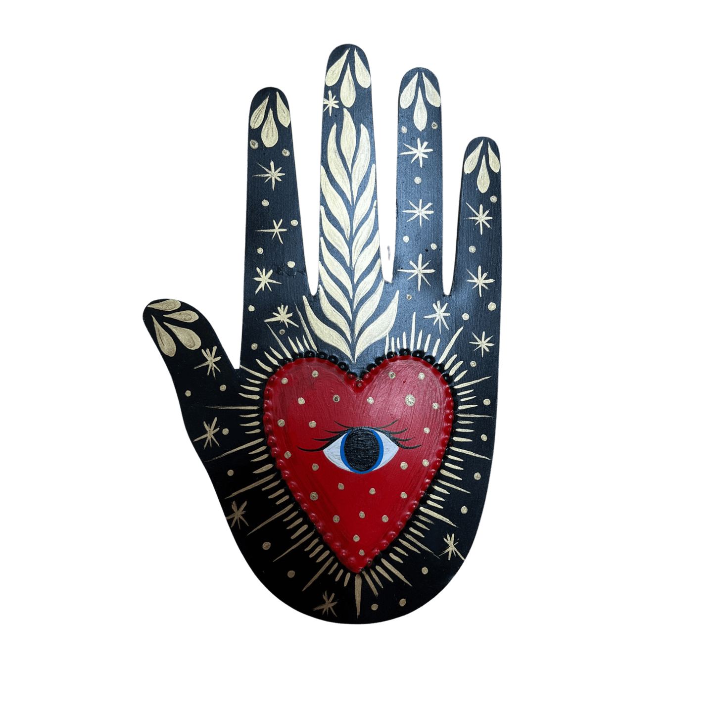 Mexican healing hand with heart and seeing eye - Gizmo Gifts