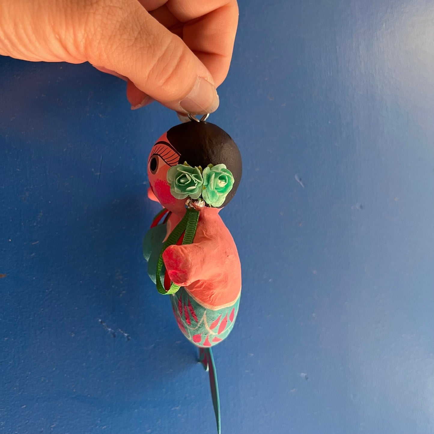 Mexican papermache hanging mermaid 15x10cm - Gizmo Gifts
