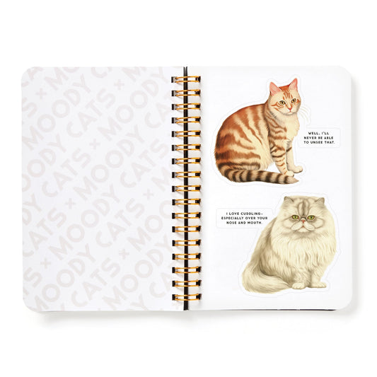 Open mini book with two Moody Cats stickers - Gizmo Gifts
