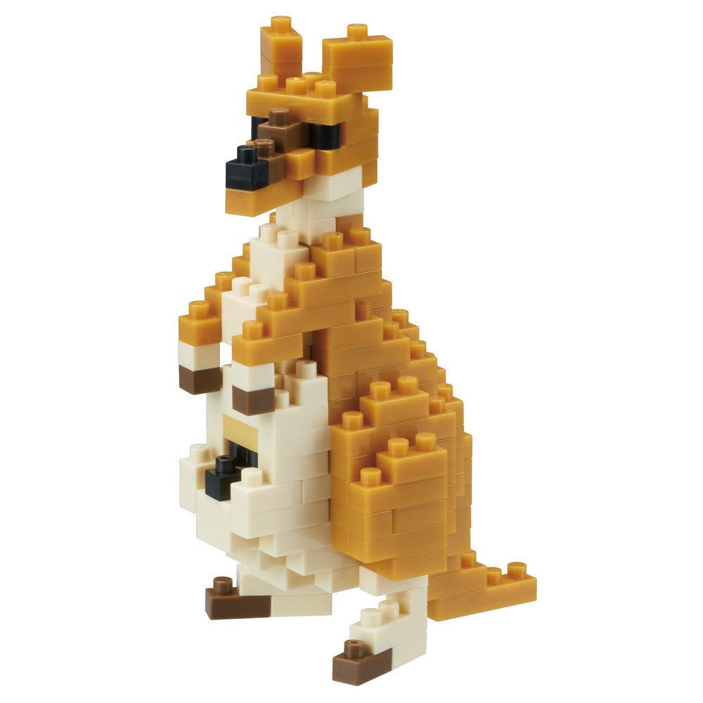 Building blocks completed toy model of the NANOBLOCK Kangaroo 2 , set against the white background- Gizmo Gifts
