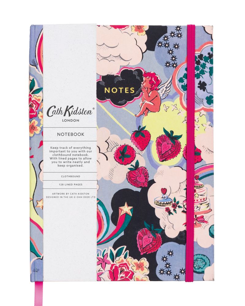 Notebook - Silver Linings A5 with hard cloth cover - Gizmo Gifts