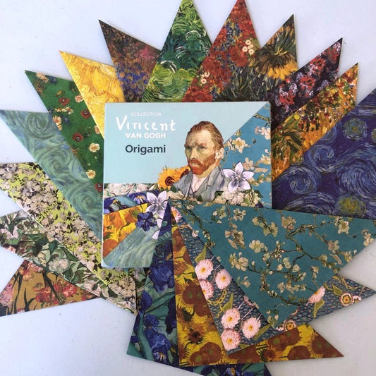 Origami kit - Van Gogh by Mon Petit Art - Gizmo Gifts-A background of all the papers included in kit