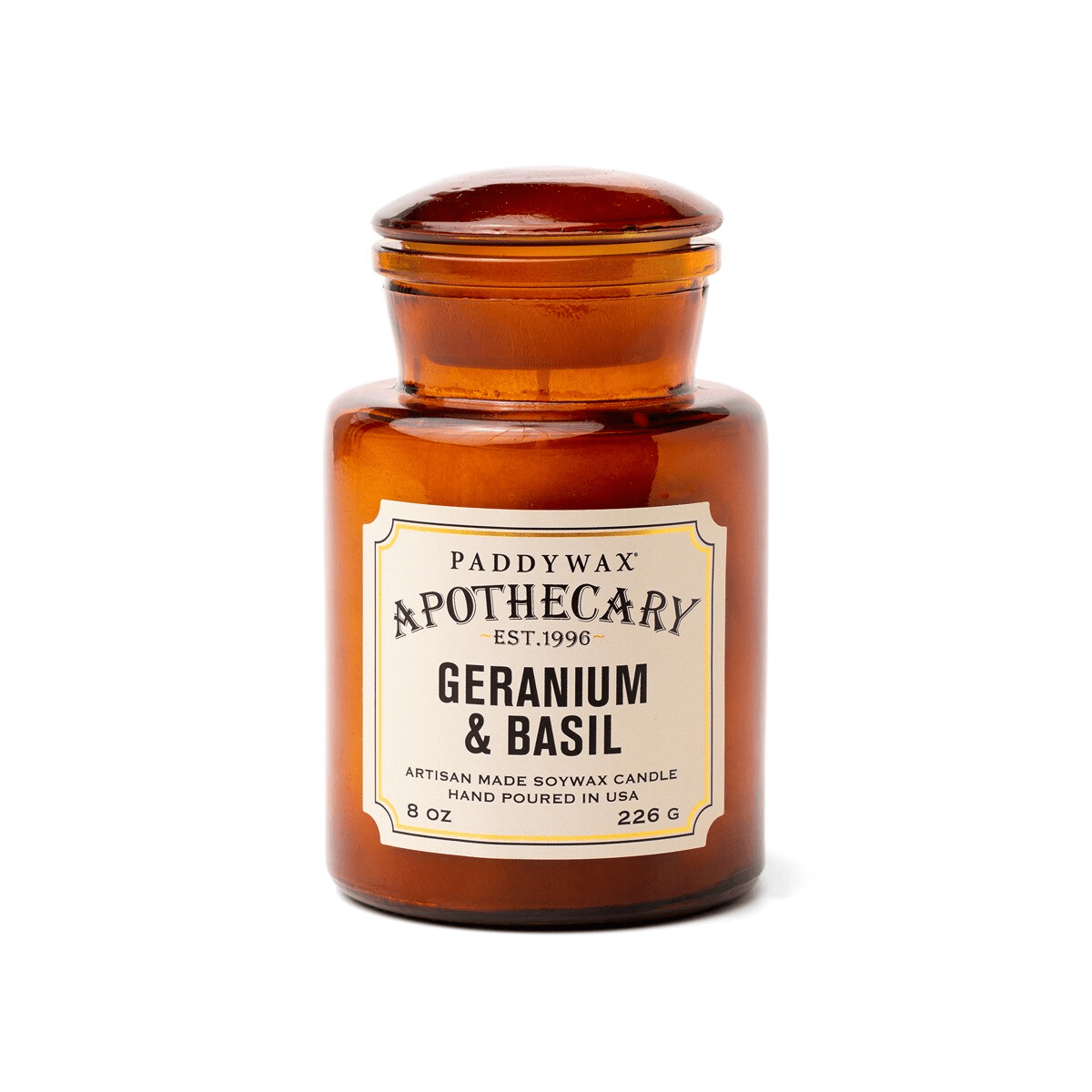 Paddywax Apothecary candle - Geranium & Basil 8oz - Gizmo Gifts