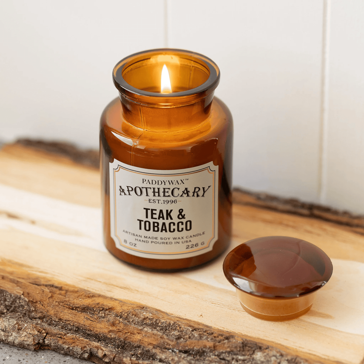 Paddywax Apothecary candle - Teak & Tobacco 8oz - Gizmo Gifts