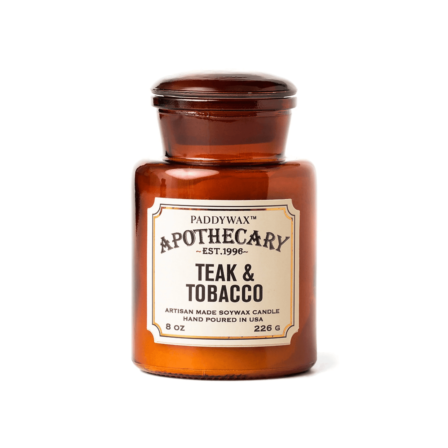 Paddywax Apothecary candle - Teak & Tobacco 8oz - Gizmo Gifts