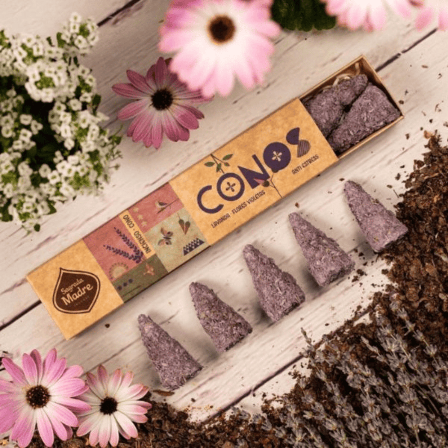 Sagrada Madre Incense cones - 8 Lavender & Violet - Gizmo Gifts