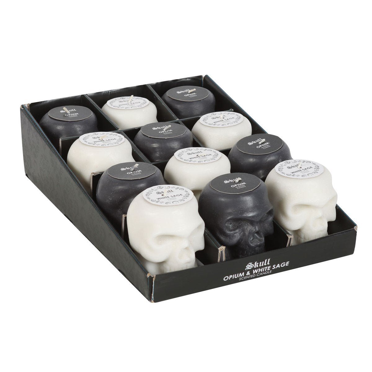 Skull candles (White sage or Opium H8.5cm) - Gizmo Gifts