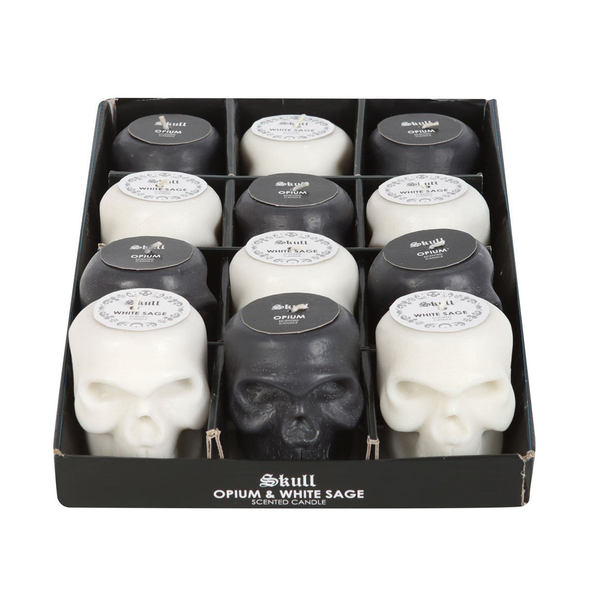 Skull candles (White sage or Opium H8.5cm) - Gizmo Gifts