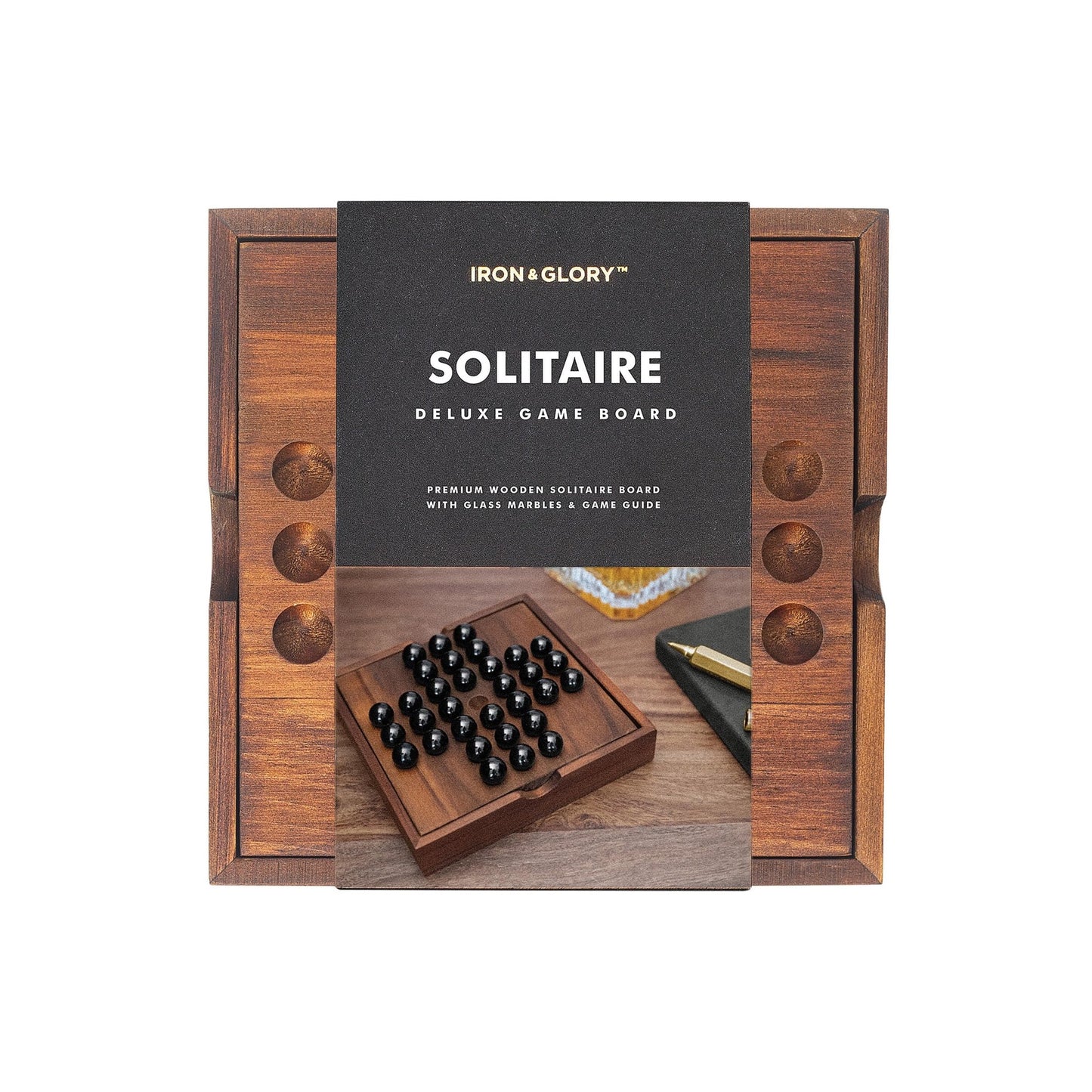 Wooden box with Solitaire game - Iron & Glory - Gizmo Gifts