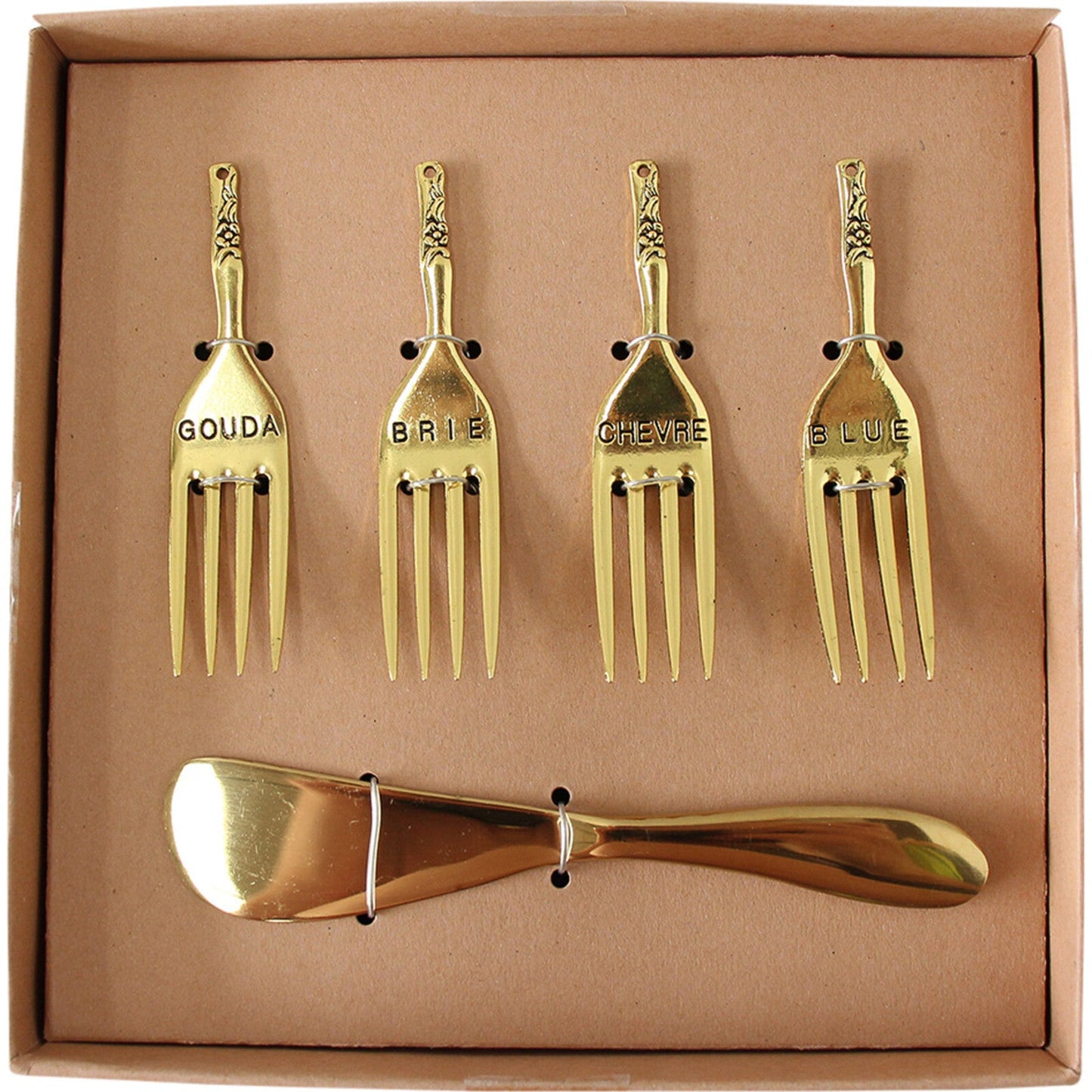Spreader and Cheese Fork set Brass - Gizmo Gifts