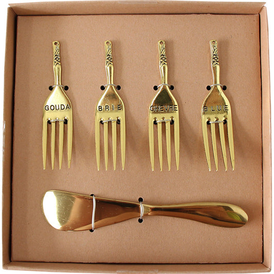Spreader and Cheese Fork set Brass - Gizmo Gifts