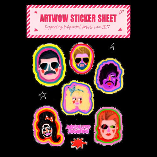 Sticker Sheet A5 - Absolute Legends art by Nichola Cowdery - Gizmo Gifts