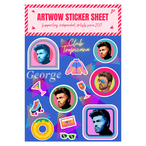 Sticker Sheet A5 - George Lilac art by Dolly Wolfe - Gizmo Gifts