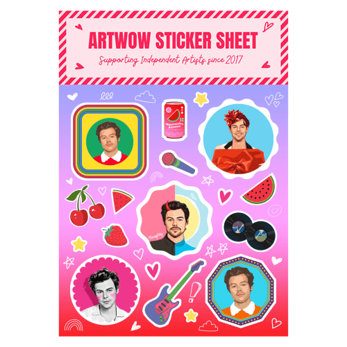 Sticker Sheet A5 - Harry neon Pink by Dolly Wolfe - Gizmo Gifts