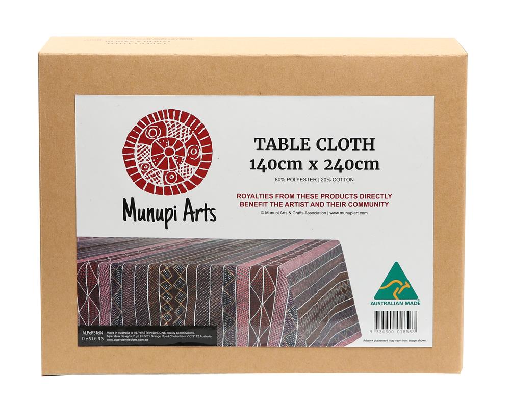 Table cloth Aboriginal art by Jacinta Lorenzo (140x240cm) - Gizmo Gifts