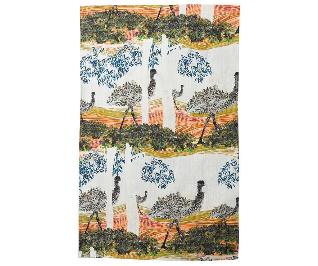 Teatowel - Australian indigenous art by Brigid (Emu) - Gizmo Gifts