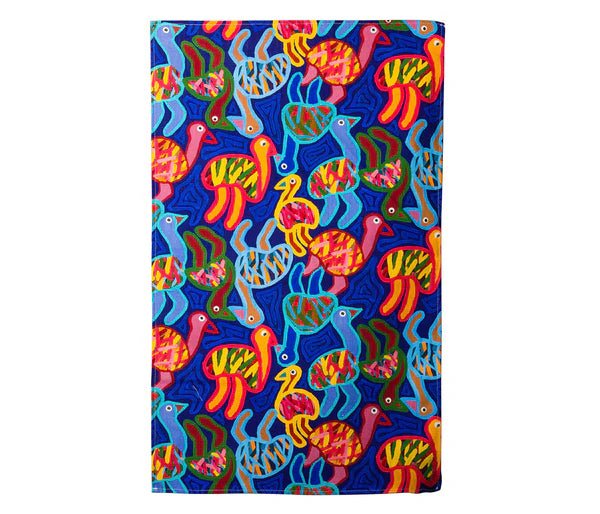 Teatowel - Australian indigenous art by Thelma Beeton(Torch Emus) - Gizmo Gifts