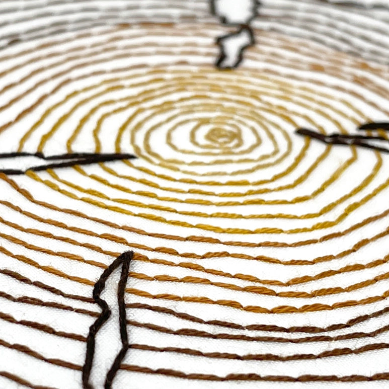 Closeup of the needlework thread for the Embroidery DIY Craft kit- Tree rings
