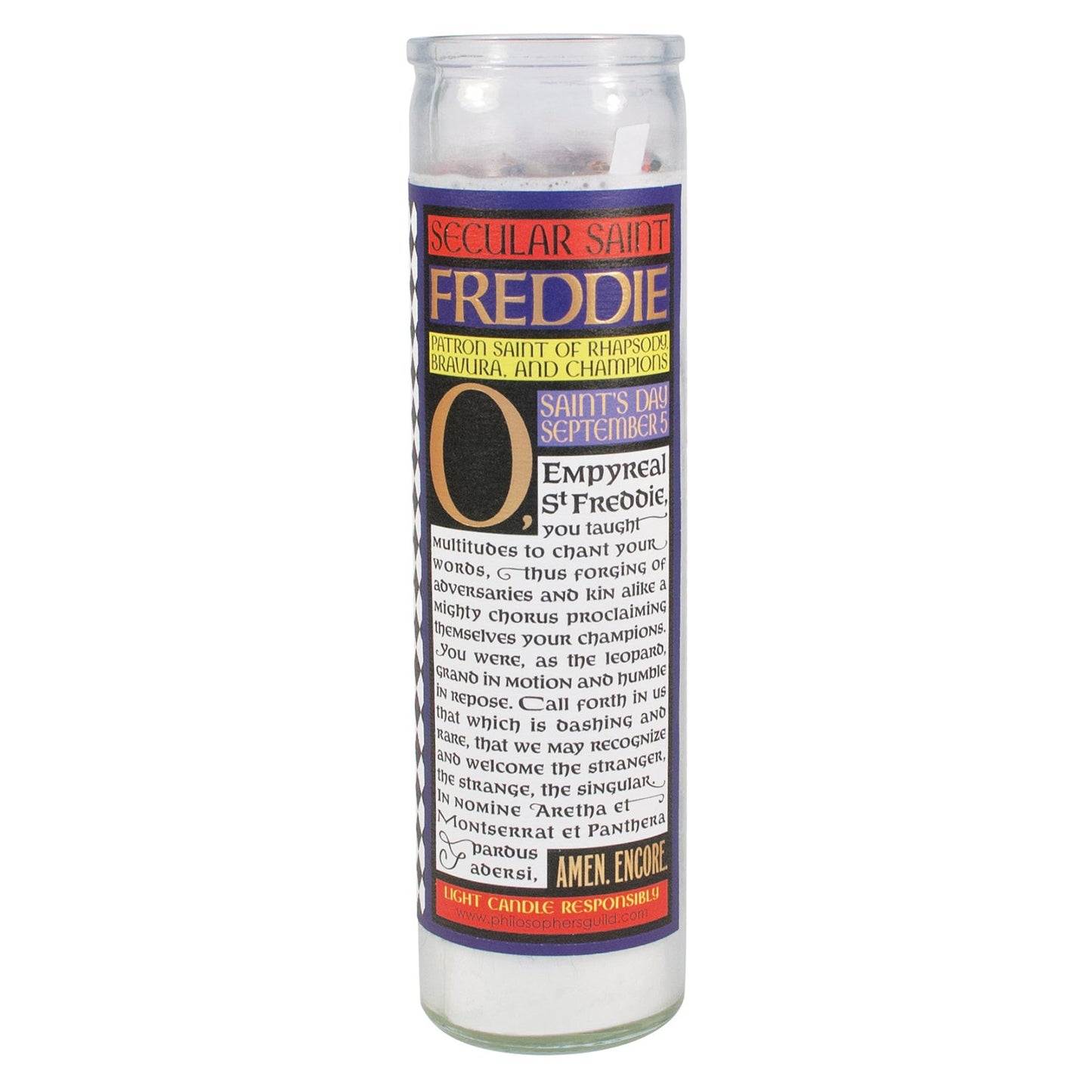 Unemployed Philosophers Guild Freddie Mercury secular saint candle - Gizmo Gifts