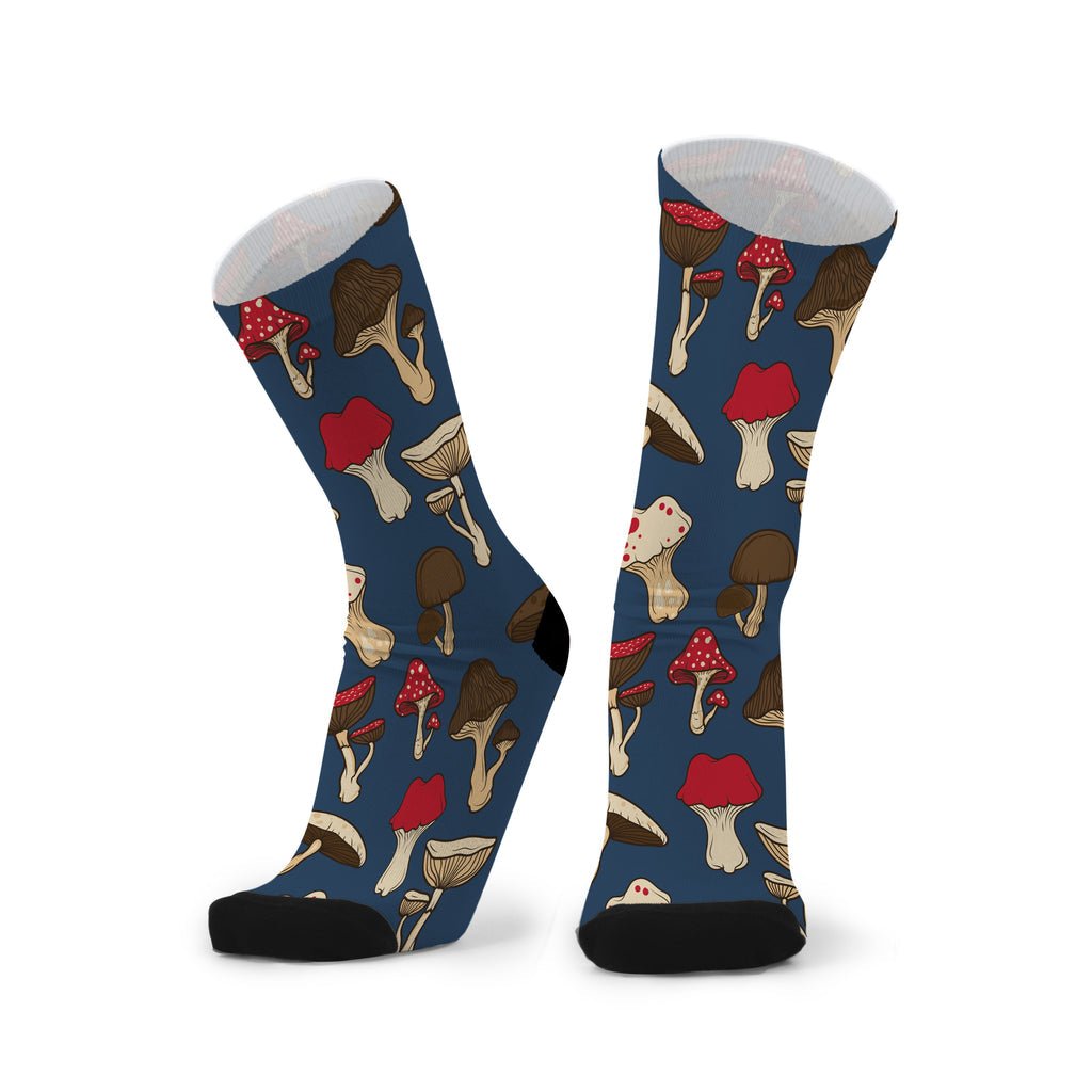 Unisex socks - Blue mushrooms by REDFOXSOX - Gizmo Gifts