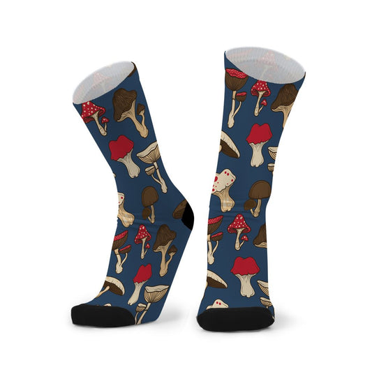 Unisex socks - Blue mushrooms by REDFOXSOX - Gizmo Gifts