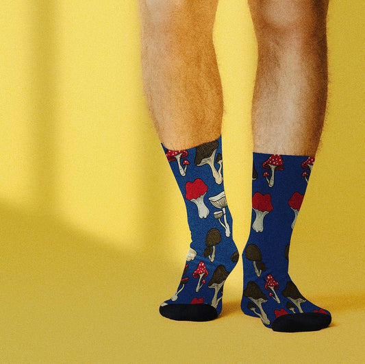 Unisex socks - Blue mushrooms by REDFOXSOX - Gizmo Gifts
