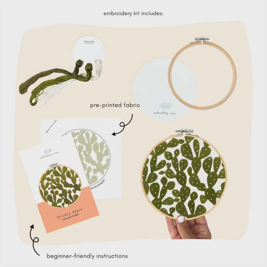 Contents of:Embroidery DIY Craft kit- Prickly pears