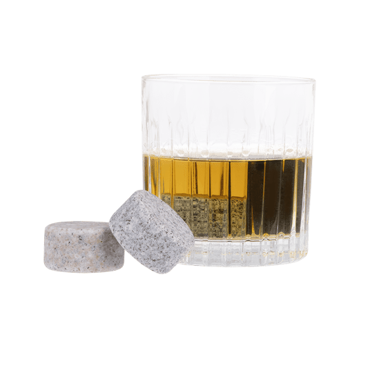 Whisky disc set/6 with wooden base - Gizmo Gifts