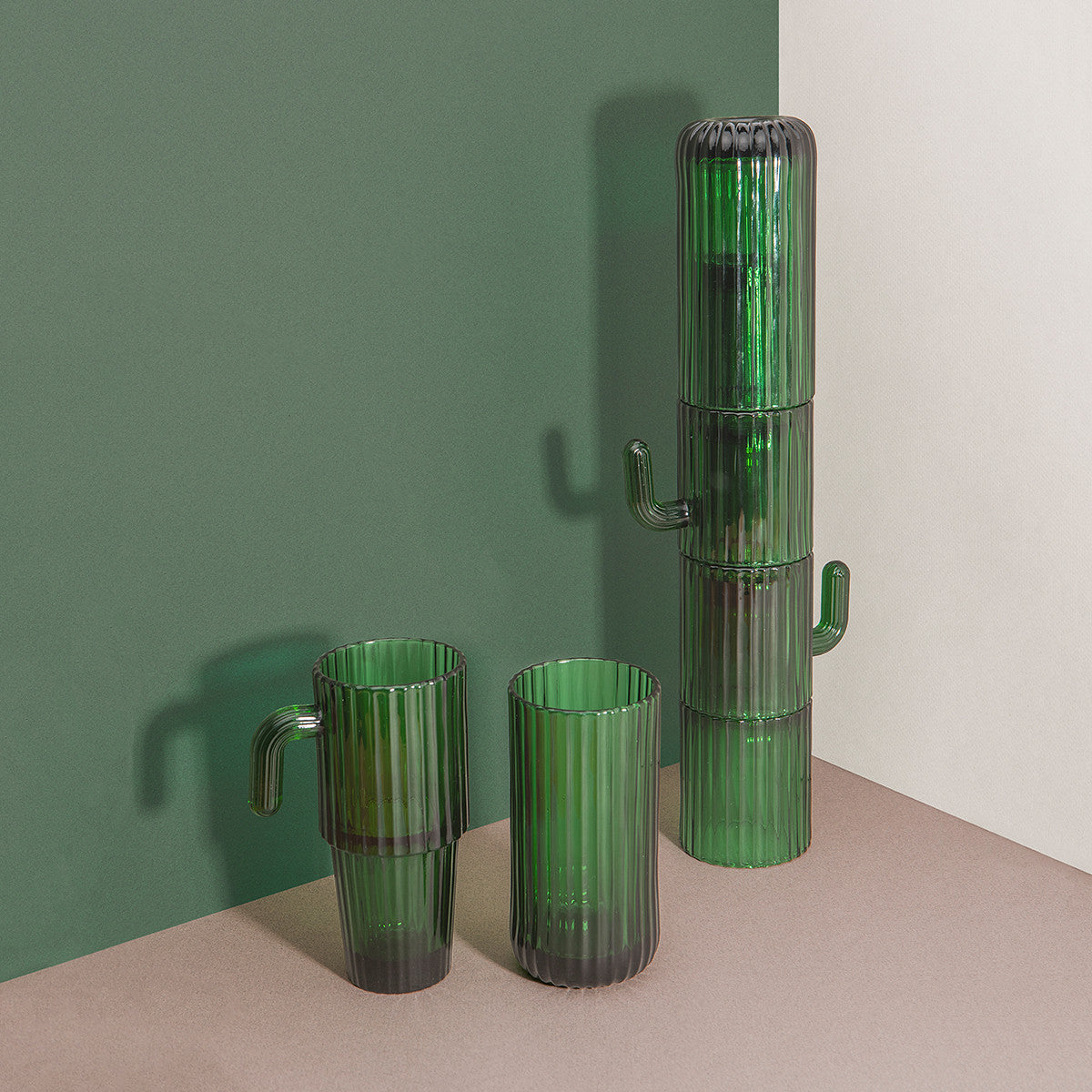 DOIY Long Cactus Saguaro stacking glasses