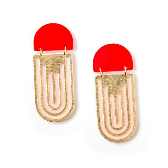 Empire earrings - Red/Pink by Martha Jean