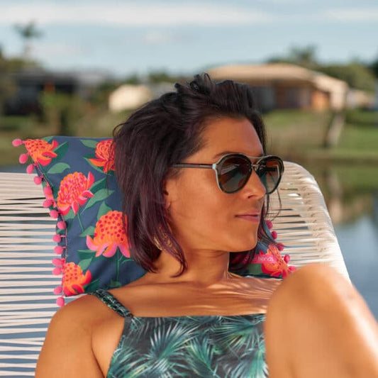 Beach pillow Retro tile design by ANNABEL TRENDS - Gizmo Gifts