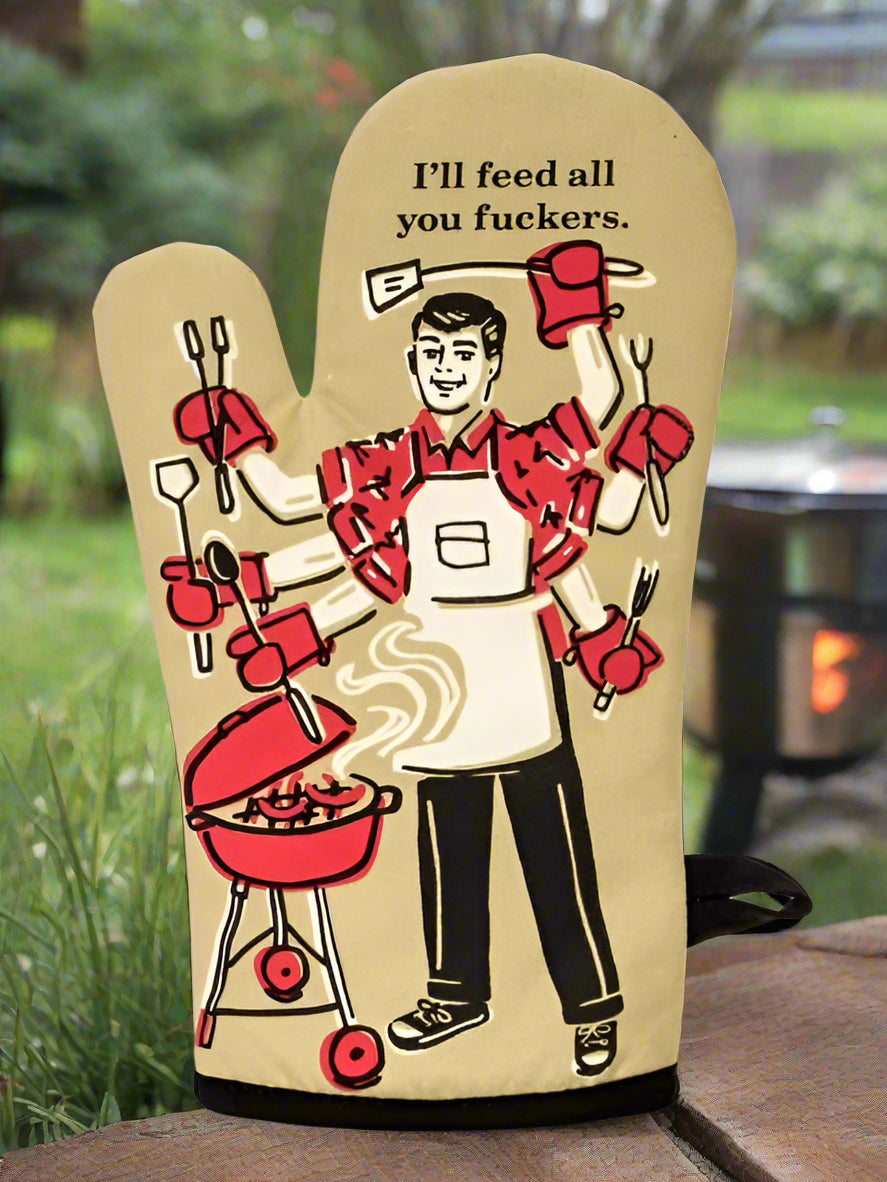 BLUEQ - Oven glove - I’ll feed all you fuckers - Gizmo Gifts on a white background