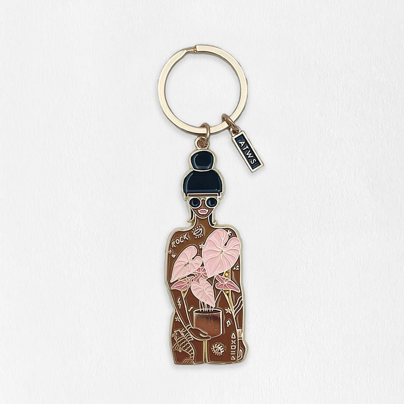 Keyring - Naked girl with plant - Gizmo Gifts