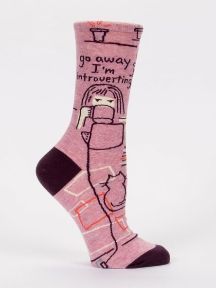 Blue Q Go away I'm introverting -Women's crew socks - Gizmo Gifts