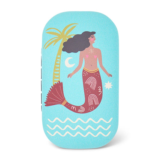Safe-keeping case 8x5cm with mermaid design on a light blue background
