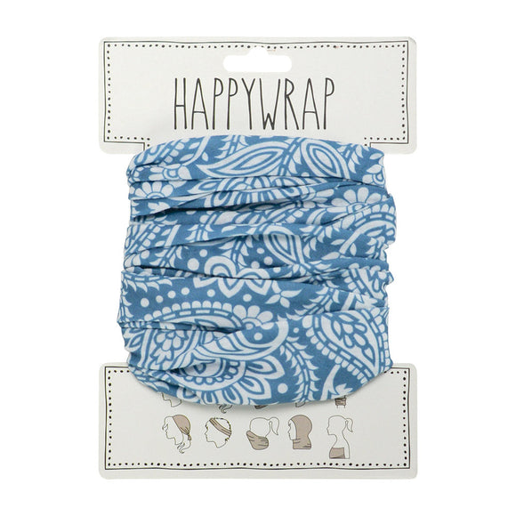 Wrap yourself in style with Happywrap - Paisley Blue from Annabel Trends. This fashionable accessory can be worn in 10 different ways, giving you endless options to change up your look. Versatile, functional, and affordable, Happywrap is a must-have addition to your wardrobe. Elevate your style game today!  Size: 50 cm x 25 cm, one size fits most, 100% polyester microfibre. machine washable.
