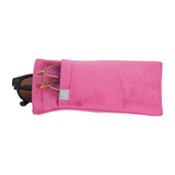 Velvet glasses case with dual compartments/hot pink