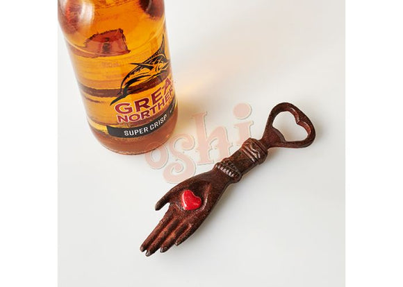 Rustic heart in hand bottle opener by OSHI