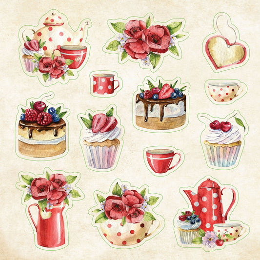 Cottagecore sticker book,examples of teatime stickers