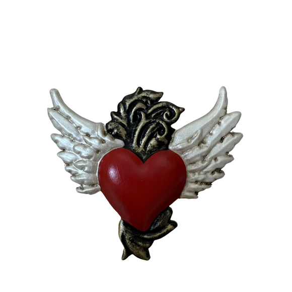 Mexican tin heart with wings (10x11cm)