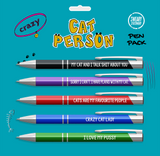 Crazy Cat Person 5 piece pen set