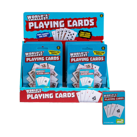 World's Smallest Playing Cards packaging with cards displayed on a white background