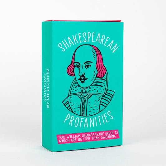 Shakespearean Profanities cards green box on a white background