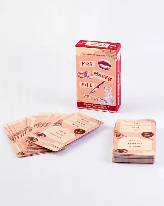 Card game packaging with cards on a white background