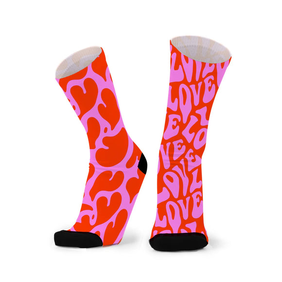 Lovehearts printed unisex socks- ade of bamboo