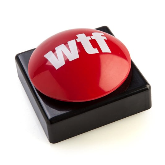 Red button with 'WTF' text on a white background