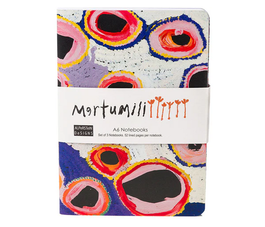 A6 Notebook set of three featuring Aboriginal art by the Martumili indigenous community.