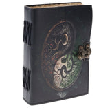 Leather journal- Yin Yang tree print 12cmx17cm