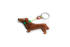 Keyring- Dachshund black suede(made in Italy)