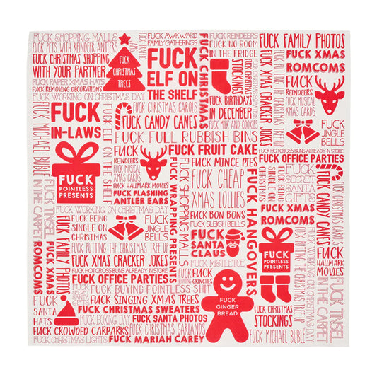 Product with Christmas-themed text and graphics on a white background